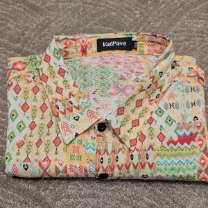 VatPave Men's Colorful Geometric Casual Shirt